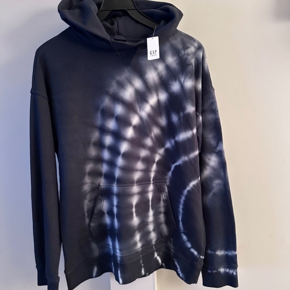 GAP NAVY TIE-DYE ULTRA SOFT FLEECE KNIT NACY & WHITE HOODIE TEEN SIZE 18-20 - Picture 3 of 9